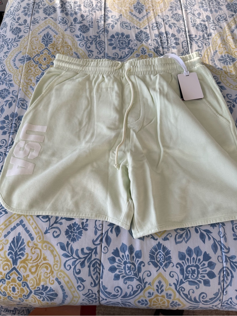 Kith Olympic Men's Pale Mint Athletic Shorts with USA Print